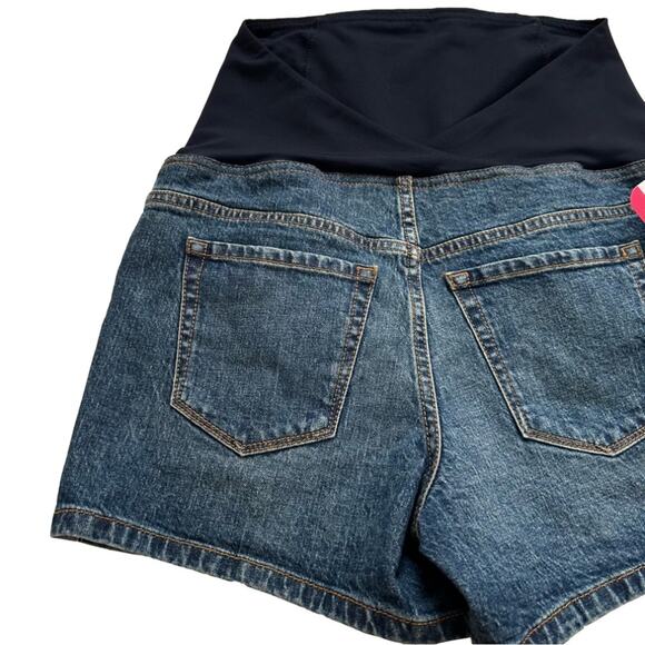 Isabel Maternity Crossover Panel Stretch Denim Jean Midi Shorts Size 2 NEW - Picture 5 of 12